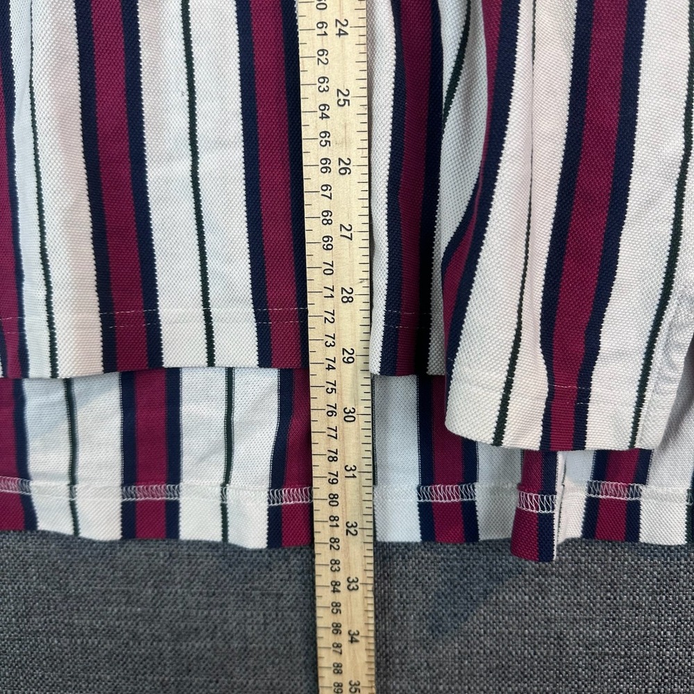 Tommy Hilfiger Mens Striped Short Sleeve Polo Shirt‎ Burgundy White Navy Blue L - Picture 3 of 6
